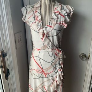 Ellor asymmetrical wrap waist dress cream.